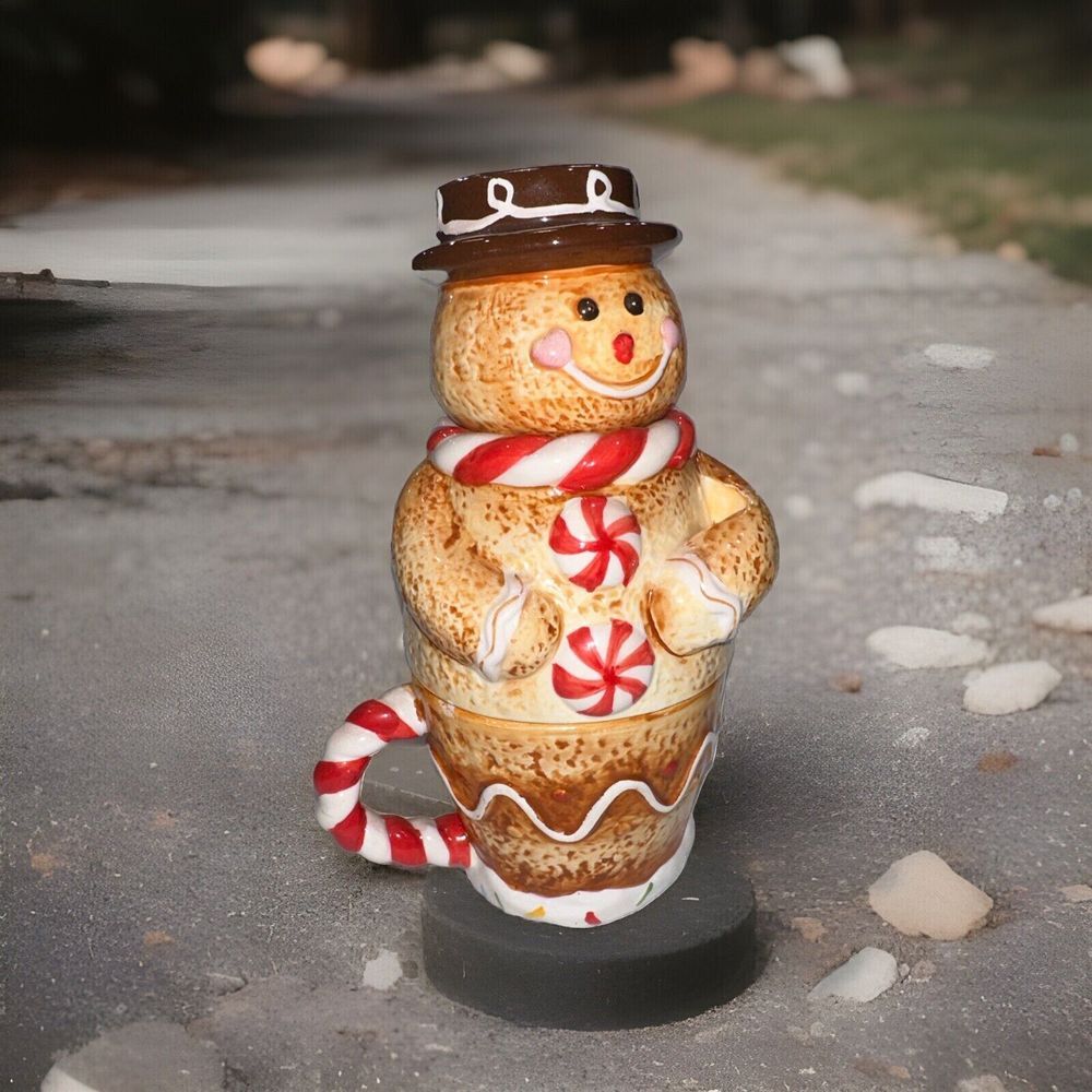 Cracker Barrel Gingermint Gingerman Creamer & Covered Sugar Bowl Spoon Candy New